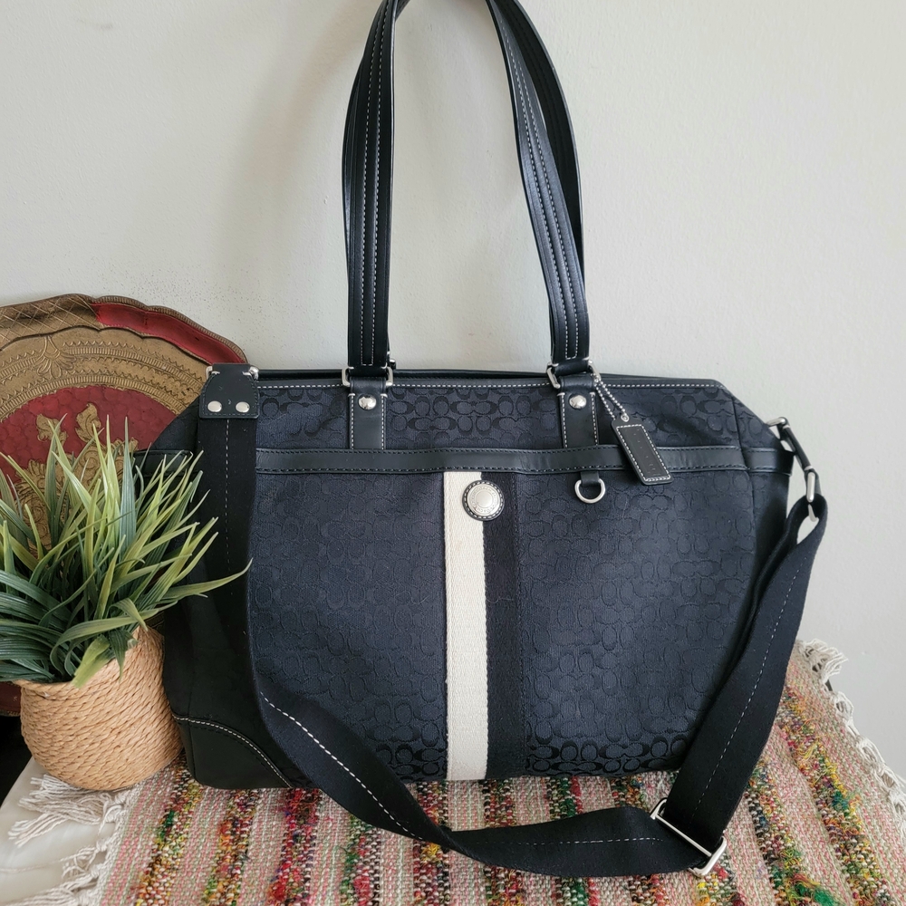 Coach Black Diaper Bag Travel Tote Crossbody Bag Multi Use
